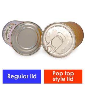 Regular lid and pop top lid canned critters